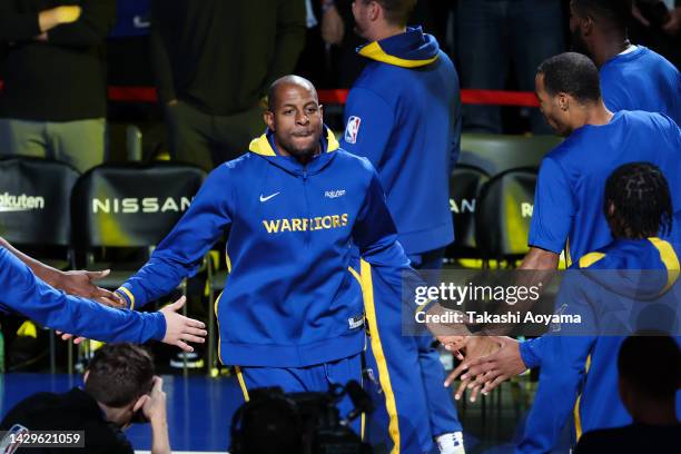Andre Iguodala of the Golden State Warriors enters the court prior to the Washington Wizards v Golden State Warriors - NBA Japan Games at Saitama...