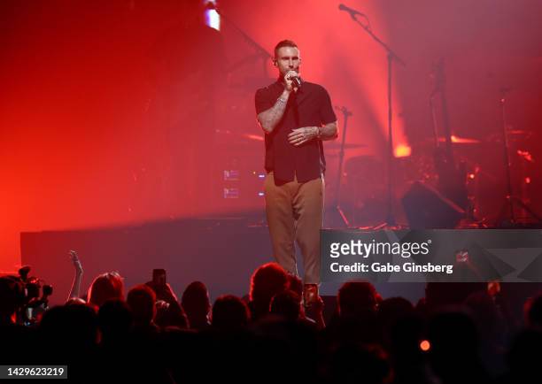 Singer Adam Levine of Maroon 5 performs during The Event hosted by the Shaquille O'Neal Foundation at MGM Grand Garden Arena on October 01, 2022 in...