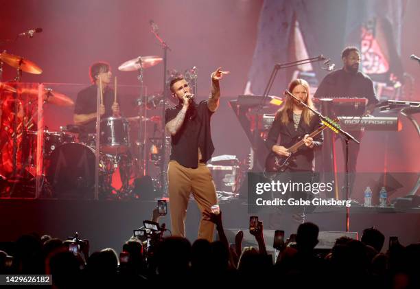 Drummer Matt Flynn, singer Adam Levine, guitarist James Valentine and keyboardist P.J. Morton of Maroon 5 during The Event hosted by the Shaquille...