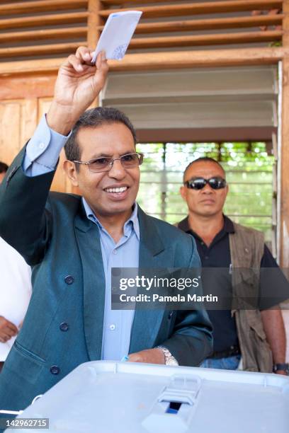 Taur Matan Ruak casts his vote in the run-off Presidential elections on April 16, 2012 in Dili, East Timor. Horta came in third place in the first...