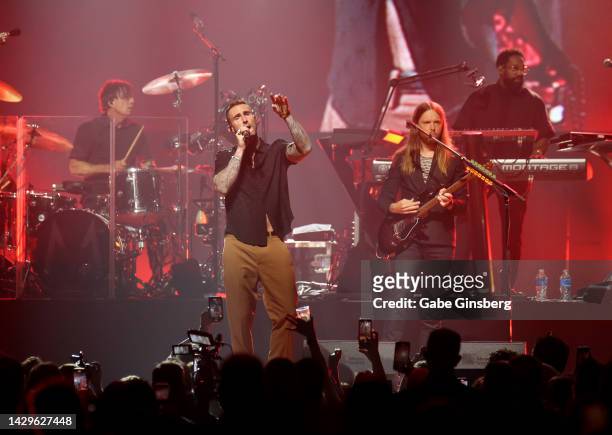 Drummer Matt Flynn, singer Adam Levine, guitarist James Valentine and keyboardist P.J. Morton of Maroon 5 during The Event hosted by the Shaquille...
