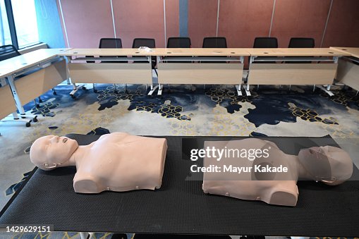 Empty Training Room with mannequin ready for first aid training Empty Training Room with mannequin ready for first aid training