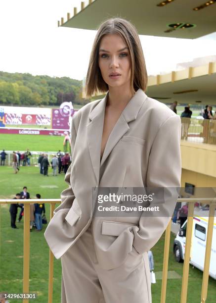 Jospehine Skriver attends the Qatar Prix de l'Arc de Triomph with Visit Qatar at the Longchamp Racecourse on October 02, 2022 in Paris, France.