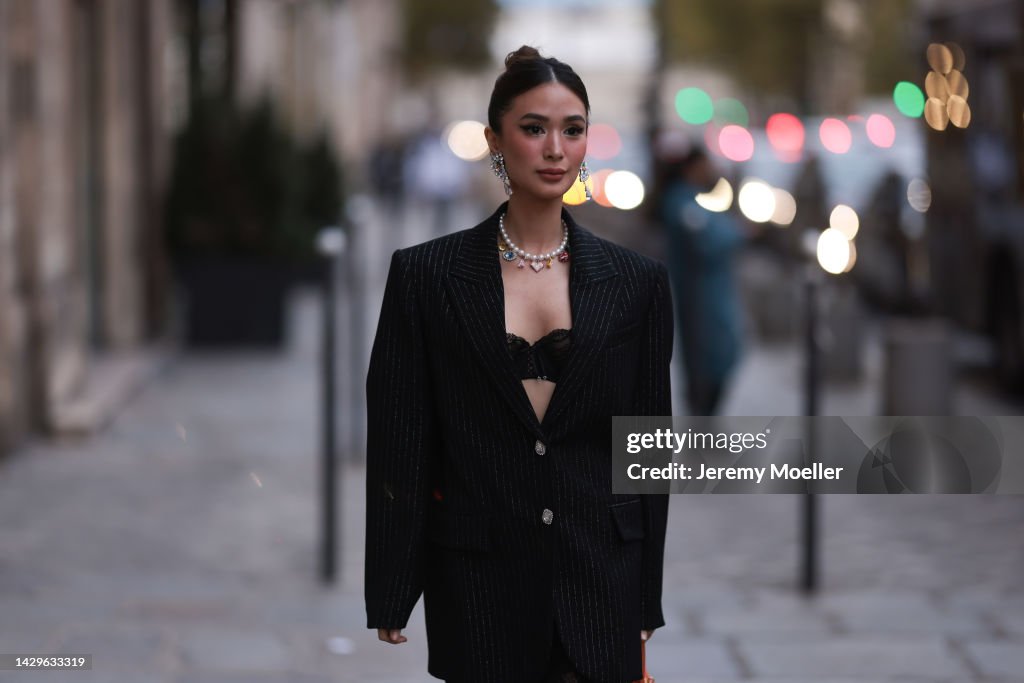 Heart Evangelista seen wearing a black outfit, bralette, blazer and News  Photo - Getty Images