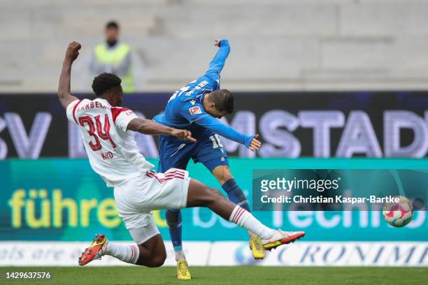 Philip Heise of Karlsruher SC scores his team`s second goal during the Second Bundesliga match between Karlsruher SC and 1. FC Nürnberg at BBBank...