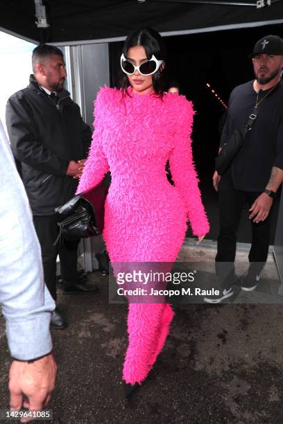Kylie Jenner attends the Balenciaga Womenswear Spring/Summer 2023 show as part of Paris Fashion Week on October 02, 2022 in Villepinte, France.