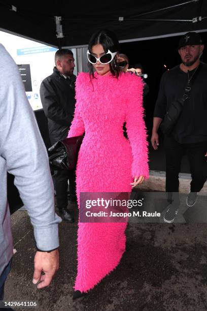 Kylie Jenner attends the Balenciaga Womenswear Spring/Summer 2023 show as part of Paris Fashion Week on October 02, 2022 in Villepinte, France.