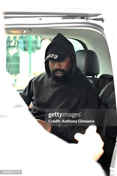 Kanye West attends the Balenciaga Womenswear Spring/Summer 2023 show as part of Paris Fashion Week on October 02, 2022 in Villepinte, France.