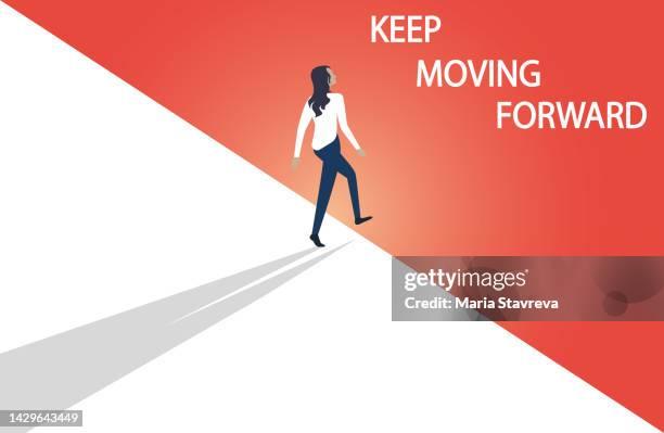 keep moving forward from white to red area as leadership or new opportunity concept. - learning path stock illustrations