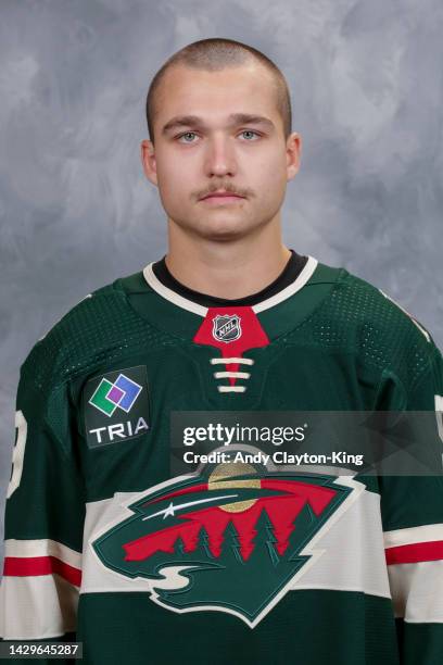 Calen Addison of the Minnesota Wild poses for his official headshot for the 2022-2023 season on September 21, 2022 at the Tria Practice Rink in St....