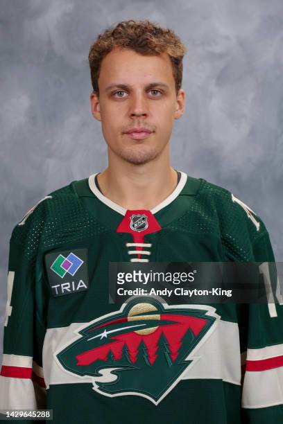 Joel Eriksson Ek of the Minnesota Wild poses for his official headshot for the 2022-2023 season on September 21, 2022 at the Tria Practice Rink in...
