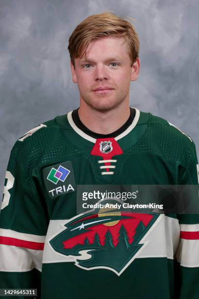 Mason Shaw of the Minnesota Wild poses for his official headshot for the 2022-2023 season on September 21, 2022 at the Tria Practice Rink in St....