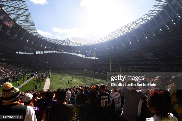 General view inside the stadium during the NFL match between Minnesota Vikings and New Orleans Saints at Tottenham Hotspur Stadium on October 02,...