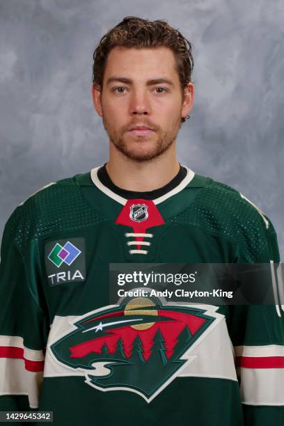 Tyson Jost of the Minnesota Wild poses for his official headshot for the 2022-2023 season on September 21, 2022 at the Tria Practice Rink in St....