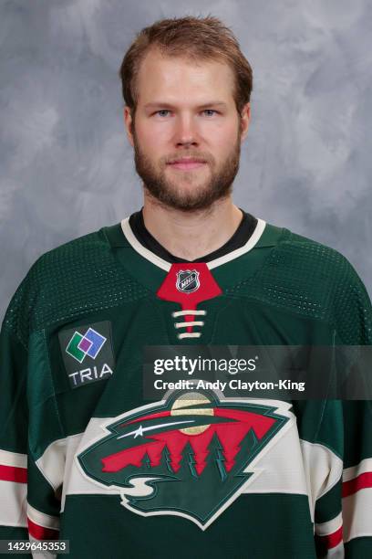 Filip Gustavsson of the Minnesota Wild poses for his official headshot for the 2022-2023 season on September 21, 2022 at the Tria Practice Rink in...