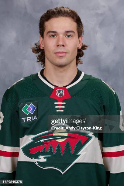 Daemon Hunt of the Minnesota Wild poses for his official headshot for the 2022-2023 season on September 21, 2022 at the Tria Practice Rink in St....