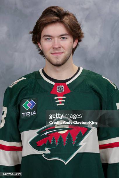 Kyle Masters of the Minnesota Wild poses for his official headshot for the 2022-2023 season on September 21, 2022 at the Tria Practice Rink in St....