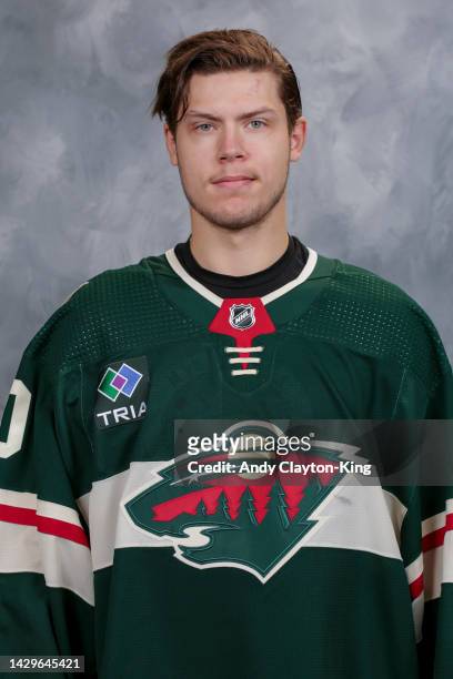Jesper Wallstedt of the Minnesota Wild poses for his official headshot for the 2022-2023 season on September 21, 2022 at the Tria Practice Rink in...