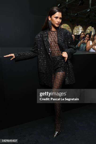 Zendaya attends the Valentino Womenswear Spring/Summer 2023 show as part of Paris Fashion Week on October 02, 2022 in Paris, France.