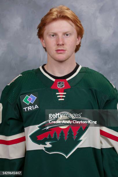 Michael Milne of the Minnesota Wild poses for his official headshot for the 2022-2023 season on September 21, 2022 at the Tria Practice Rink in St....