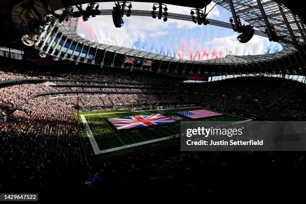 General view inside the stadium prior to the NFL match between Minnesota Vikings and New Orleans Saints at Tottenham Hotspur Stadium on October 02,...