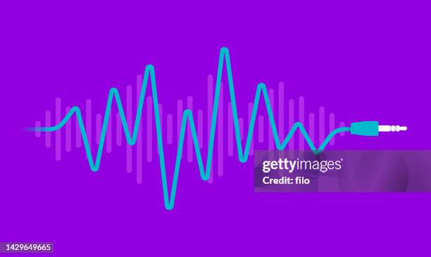 audio cable sound wave podcast plug design element - rca stock illustrations