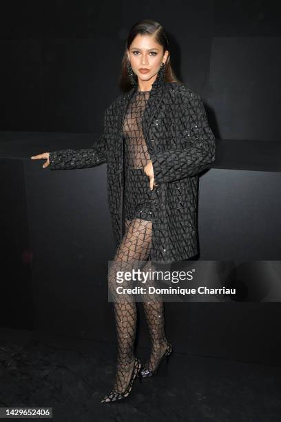 Zendaya attends the Valentino Womenswear Spring/Summer 2023 show as part of Paris Fashion Week on October 02, 2022 in Paris, France.