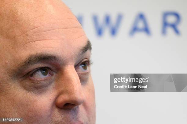 Defence Secretary Ben Wallace is interviewed at a fringe meeting at the annual Conservative Party conference on October 02, 2022 in Birmingham,...