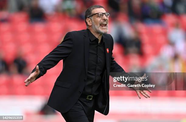 Slaven Bilic, Manager of Watford during the Sky Bet Championship between Stoke City and Watford at Bet365 Stadium on October 02, 2022 in Stoke on...