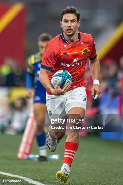 October 01: Joey Carbery of Munster during the Munster V Zebre, United Rugby Championship match at Musgrave Park on October 1st, 2022 in Cork,...