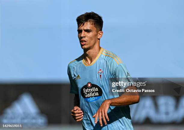 Gabri Veiga of RC Celta in action during the LaLiga Santander match between RC Celta and Real Betis at Estadio Balaidos on October 2, 2022 in Vigo,...