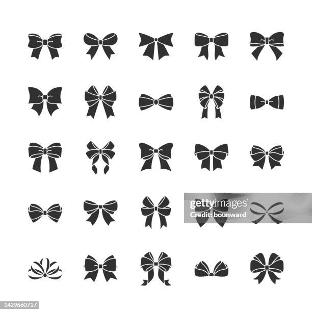 stockillustraties, clipart, cartoons en iconen met tied bow line icons. editable stroke. - strikje