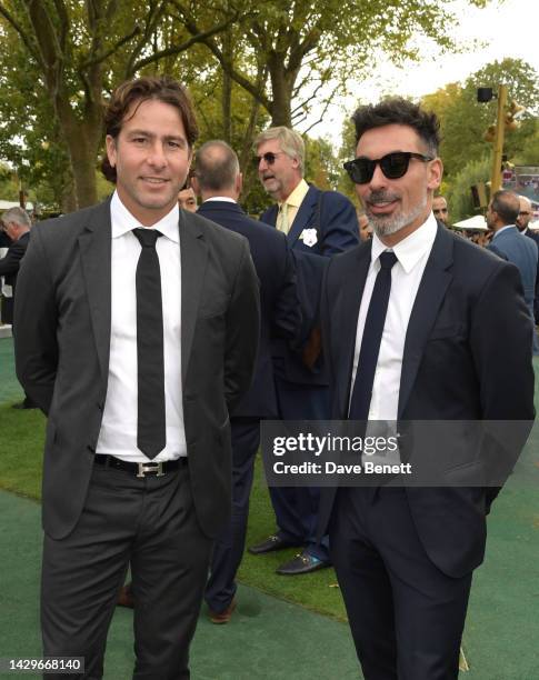 Maxwell and Ezequiel Lavezzi attend the Qatar Prix de l'Arc de Triomph with Visit Qatar at the Longchamp Racecourse on October 02, 2022 in Paris,...