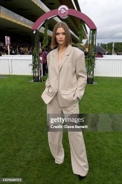 Jospehine Skriver attends the Qatar Prix de l'Arc de Triomph with Visit Qatar at the Longchamp Racecourse on October 02, 2022 in Paris, France.