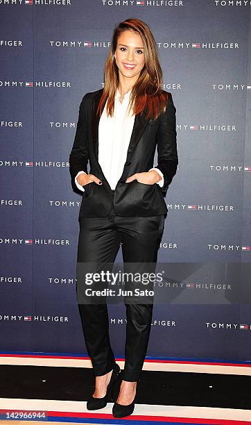 Actress Jessica Alba attends the Tommy Hilfiger Omotesando Flagship Store opening on April 16, 2012 in Tokyo, Japan.