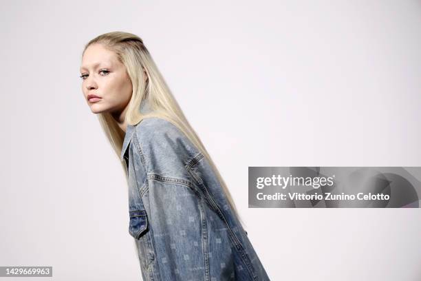 Model Gigi Hadid poses backstage prior to the Givenchy Womenswear Spring/Summer 2023 show as part of Paris Fashion Week on October 02, 2022 in Paris,...