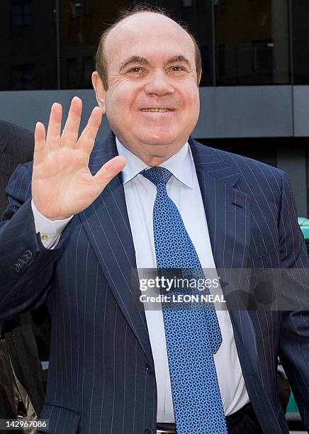 Jordanian-born billionaire businessman Victor Dahdaleh arrives at Southwark Crown Court in central London on April 16, 2012 to appear in an ongoing...
