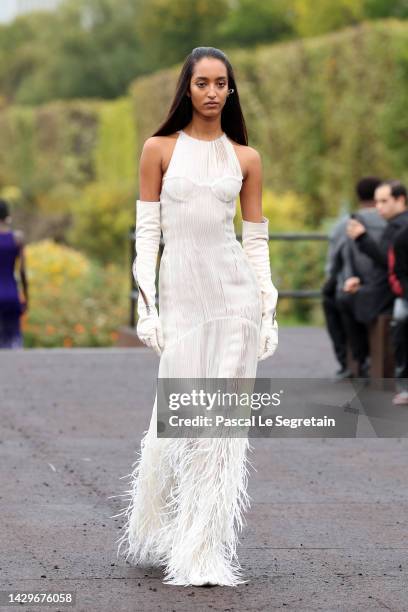 Model walks the runway during the Givenchy Womenswear Spring/Summer 2023 show as part of Paris Fashion Week on October 02, 2022 in Paris, France.