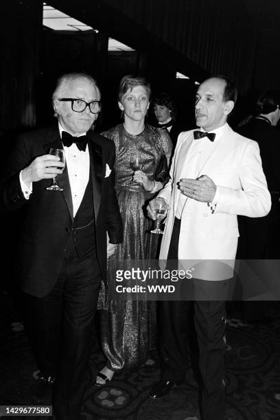 Richard Attenborough, Alison Sutcliffe, and Ben Kingsley attend an event at the Century Plaza Hotel in Century City, California, on December 9, 1982.