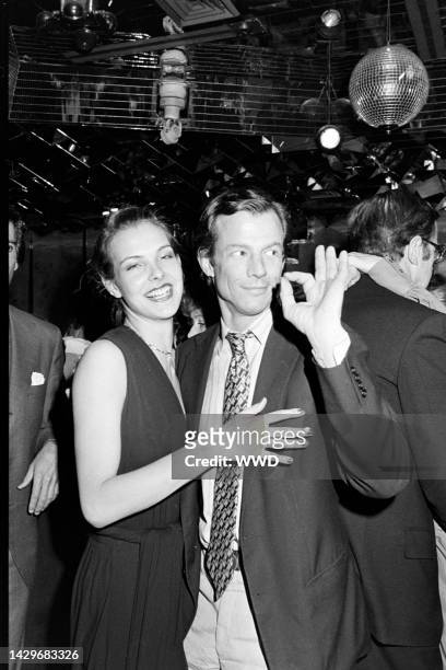 Carol Bouquet and photographer Peter Beard attend an event at Studio 54 in New York City on March 22, 1978.