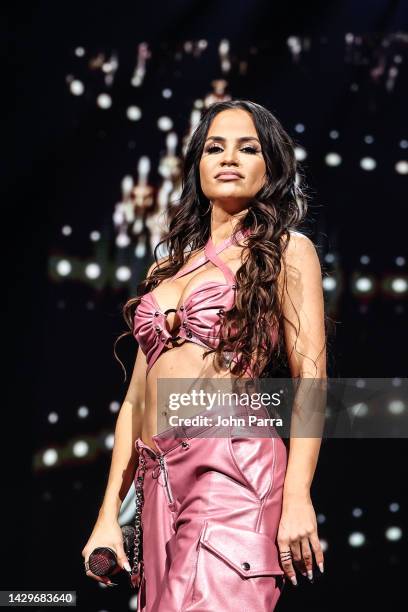 Natti performs during the Uforia Mix Live 2022 at FLA Live Arena on October 01, 2022 in Sunrise, Florida.