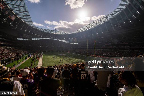 General view inside the stadium during the NFL match between Minnesota Vikings and New Orleans Saints at Tottenham Hotspur Stadium on October 02,...