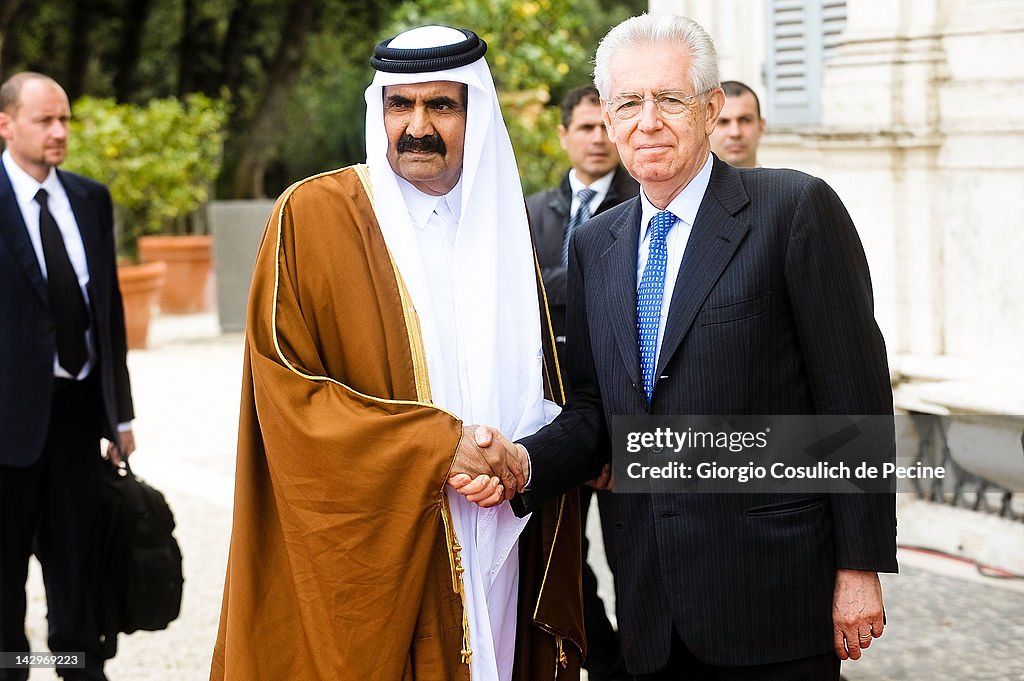 Mario Monti Meets With Emir Of The State Of Qatar
