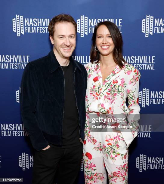 Joseph Mazzello and Anna Camp attend the screening of "Unexpected" at Franklin Theatre on October 02, 2022 in Franklin, Tennessee.