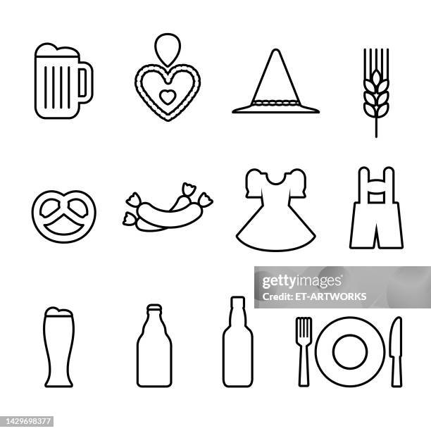 bierfest-ikonen - breze stock-grafiken, -clipart, -cartoons und -symbole