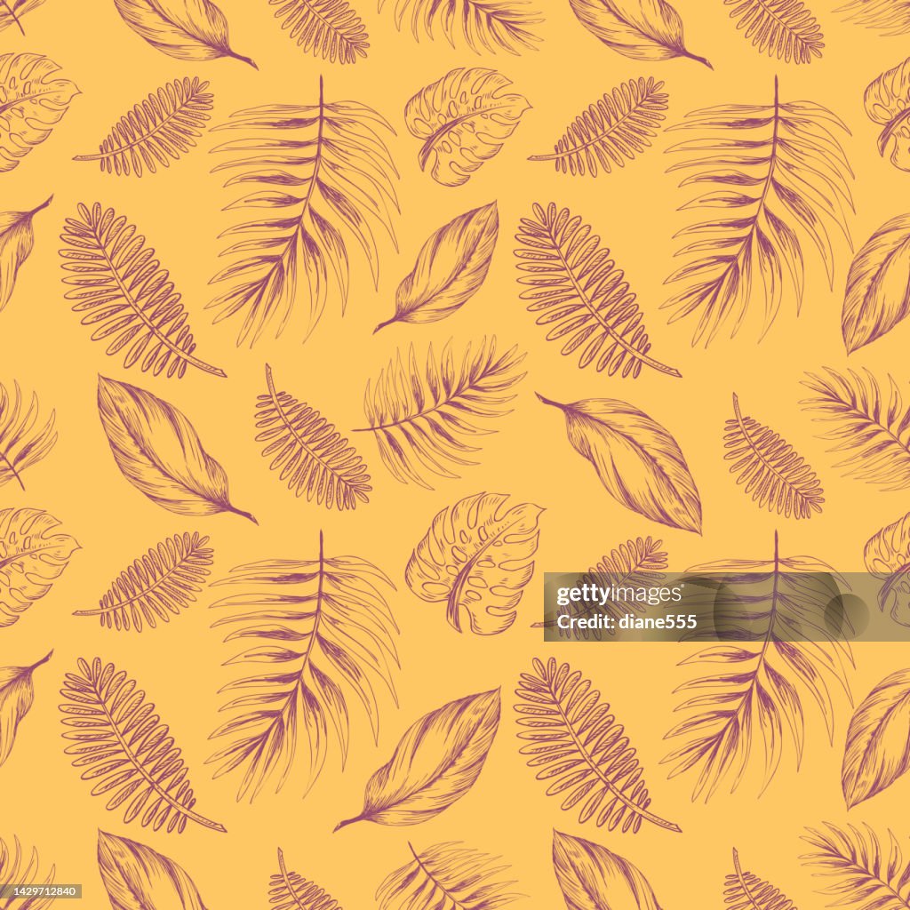 Yellow Leave Pattern Yellow Tropical Leaves Seamless Pattern High-Res Vector Graphic - Getty ...
