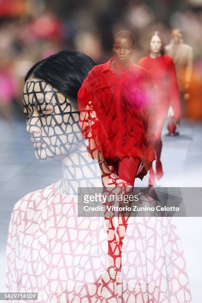 Models walk the runway during the Valentino Womenswear Spring/Summer 2023 show as part of Paris Fashion Week on October 02, 2022 in Paris, France.