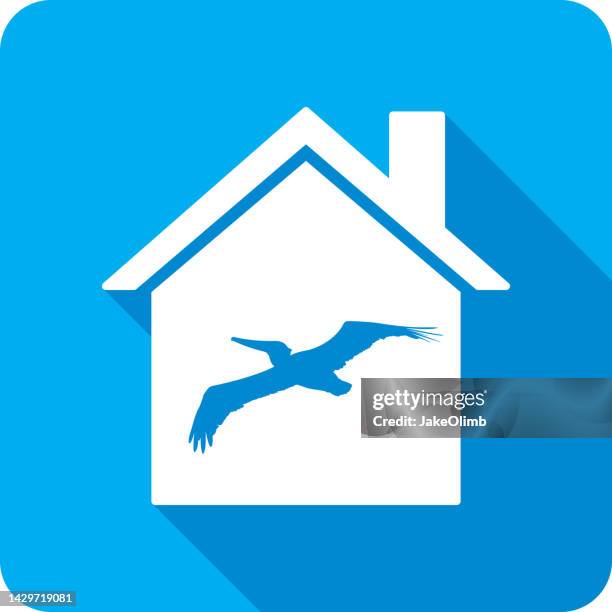 house pelican flying icon silhouette - flexible work environment stock illustrations
