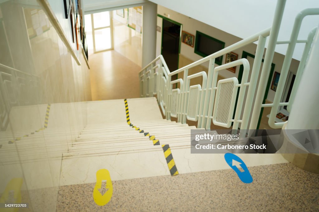 Stairs to the first floor of a school