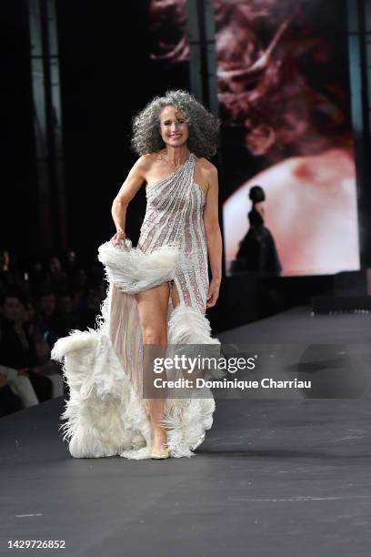 Andy MacDowe walks the runway during the "Le Defile Walk Your Worth" By L'Oreal Womenswear Spring/Summer 2023 show as part of Paris Fashion Week on...